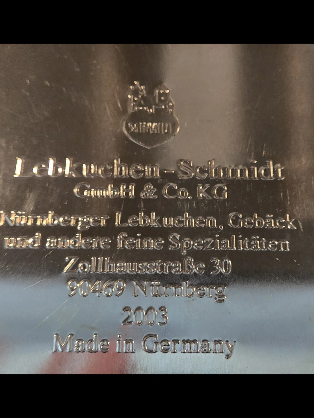 Vintage German Decorative Metal Tin Box with Detailed Courtroom Scene